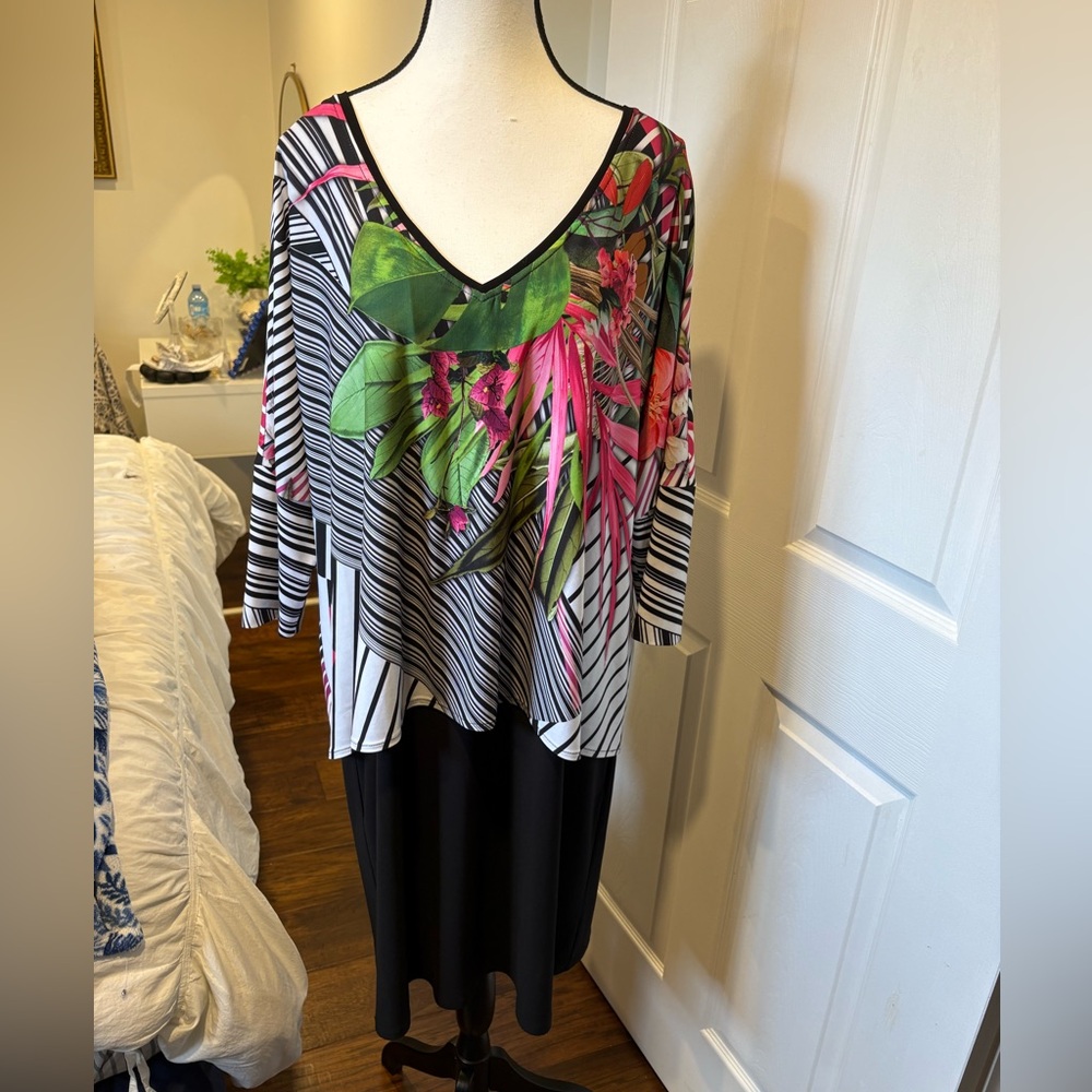 Joseph Ribkoff Tropical Layered Dress 18 NWT Floral